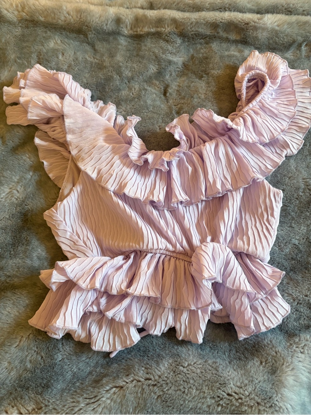 ASTR the label  lavender Ruffle Tie-Front Crop Top size #xs - Picture 4 of 4